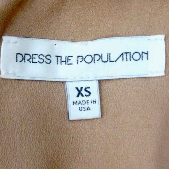 NEW! Dress the Population Ava Dress Champagne Nude Floral Lace V-Neck SZ XS - Picture 6 of 11